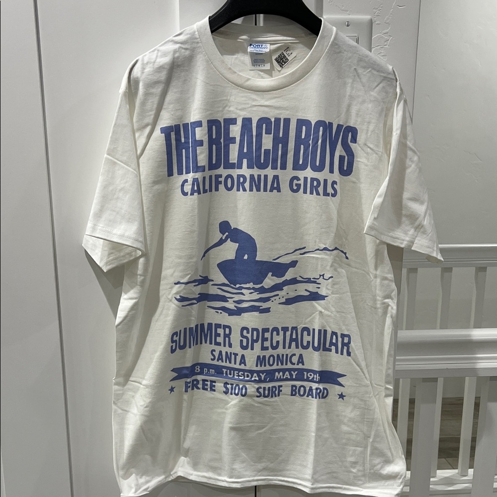 Port and Company White and Blue Graphic Tee